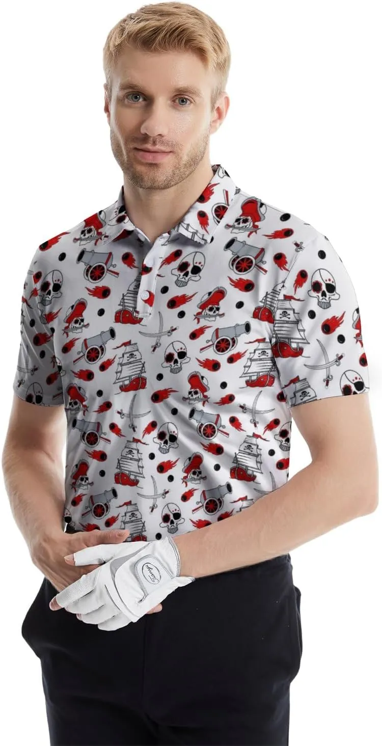 Golf Shirts for Men Funny Golf Polo Shirts Short Sleeve Polo Shirts Moisture Wicking Performance Golf Outfits