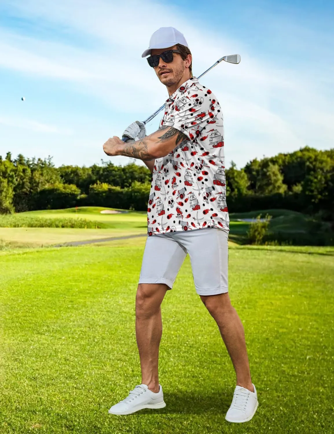 Golf Shirts for Men Funny Golf Polo Shirts Short Sleeve Polo Shirts Moisture Wicking Performance Golf Outfits