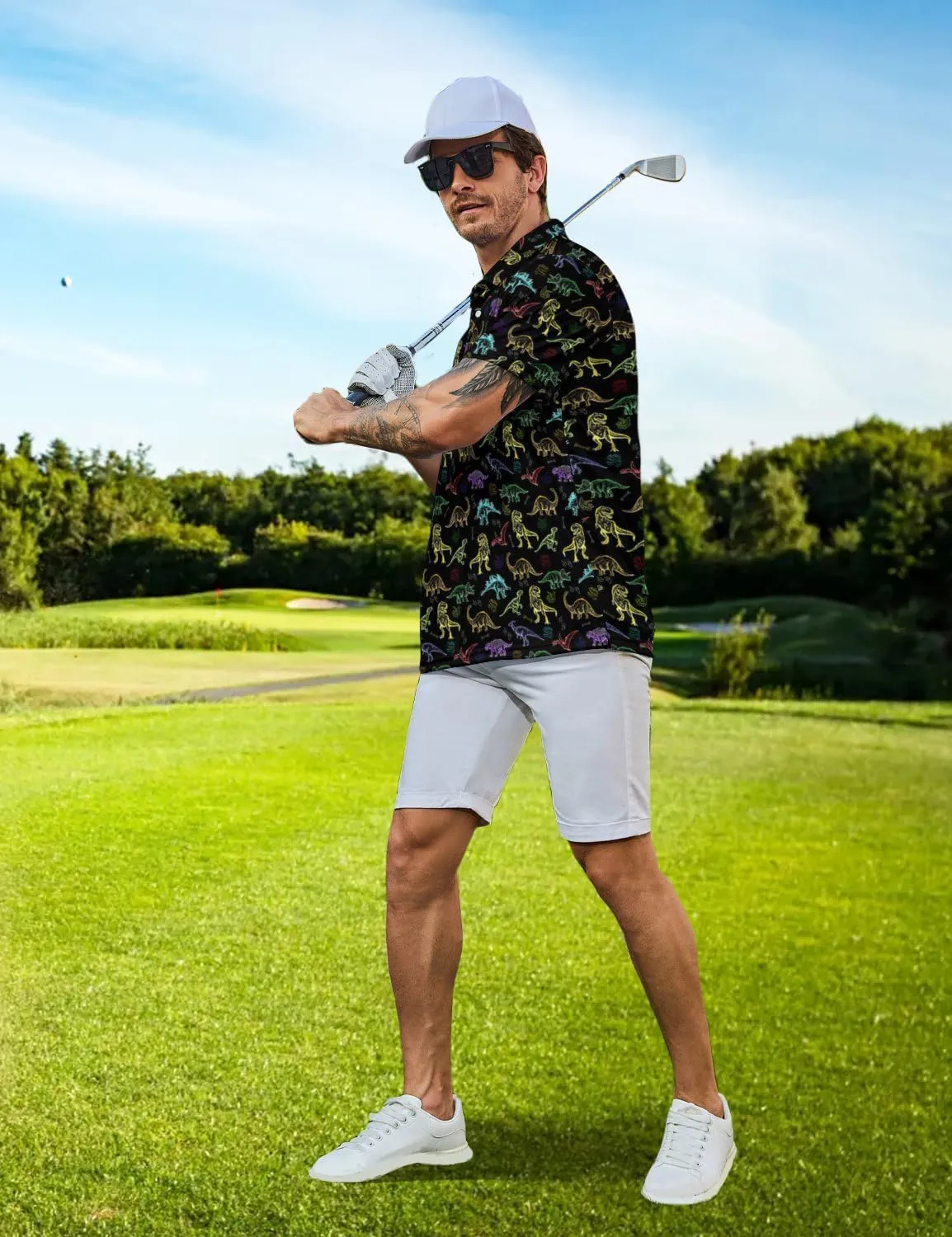 Golf Shirts for Men Funny Golf Polo Shirts Short Sleeve Polo Shirts Moisture Wicking Performance Golf Outfits