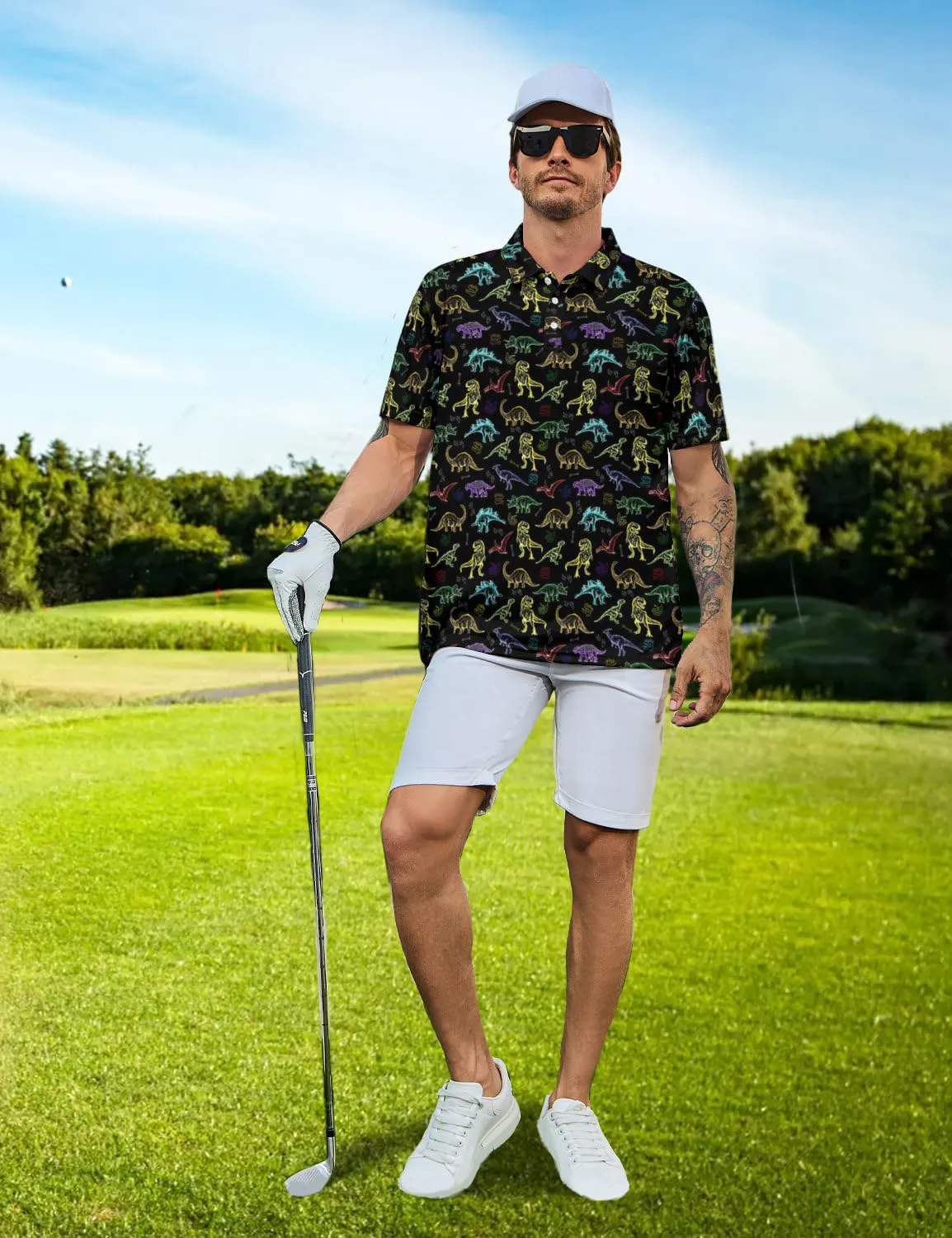 Golf Shirts for Men Funny Golf Polo Shirts Short Sleeve Polo Shirts Moisture Wicking Performance Golf Outfits