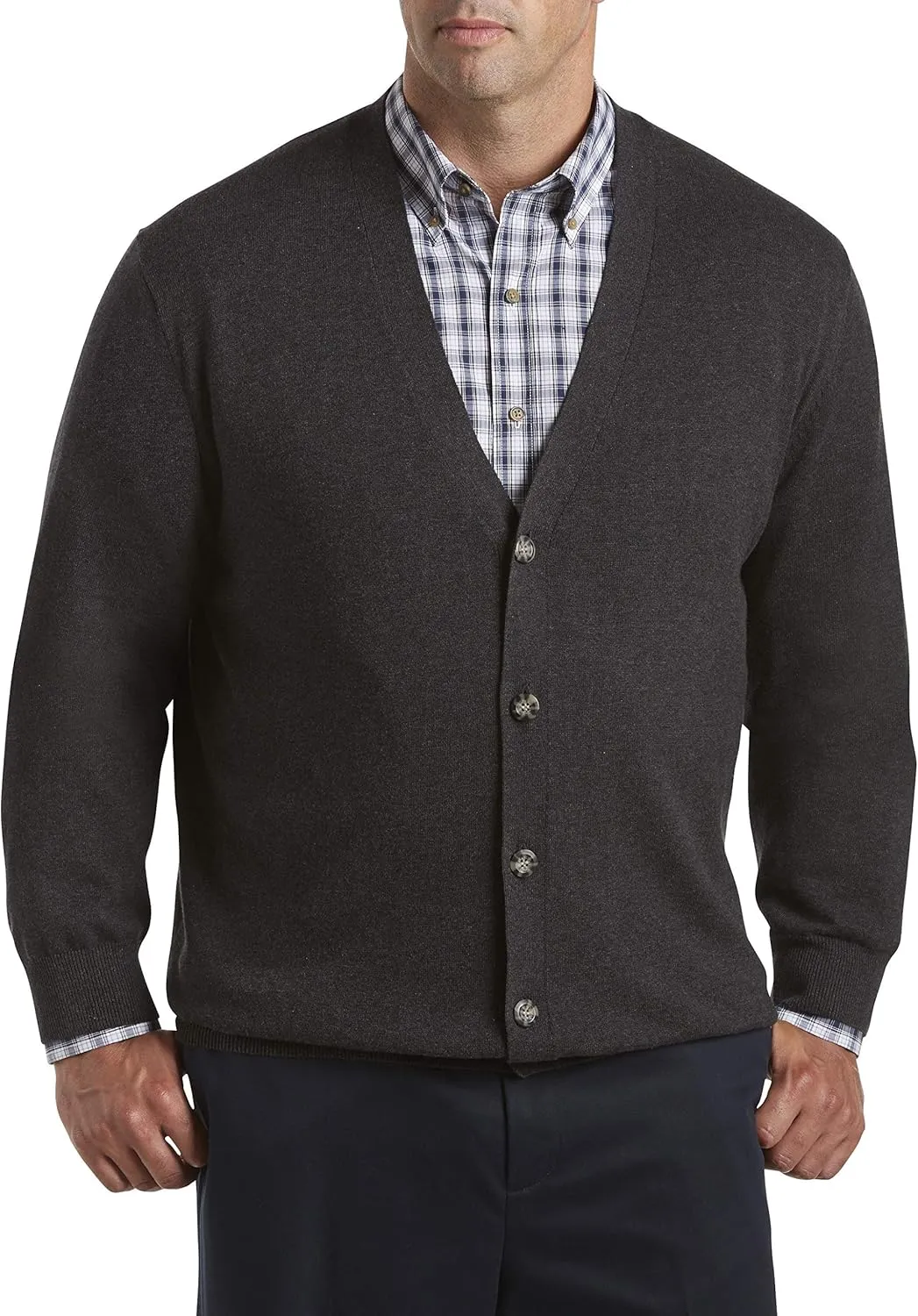 Harbor Bay by DXL Big and Tall V-Neck Cardigan Sweater