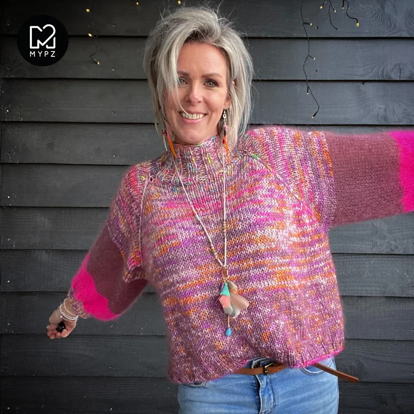 Knitting Kit – MYPZ Raglan top-down sweater Pinky Brown No6 (ENG-NL)