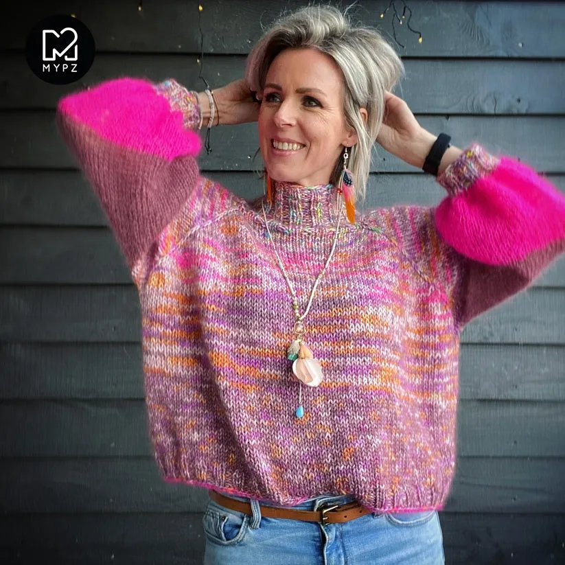 Knitting Kit – MYPZ Raglan top-down sweater Pinky Brown No6 (ENG-NL)