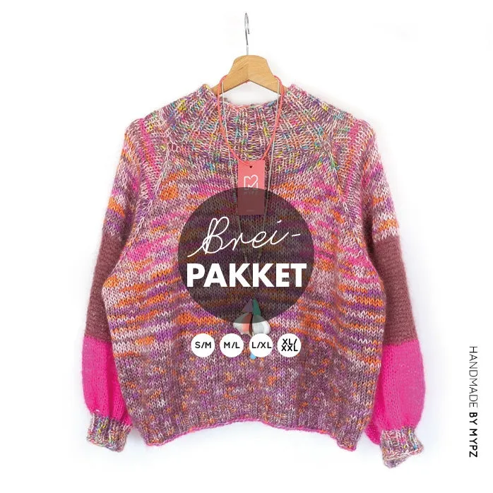 Knitting Kit – MYPZ Raglan top-down sweater Pinky Brown No6 (ENG-NL)