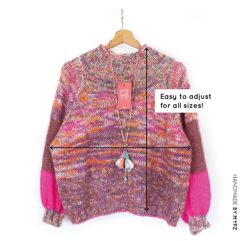 Knitting Kit – MYPZ Raglan top-down sweater Pinky Brown No6 (ENG-NL)