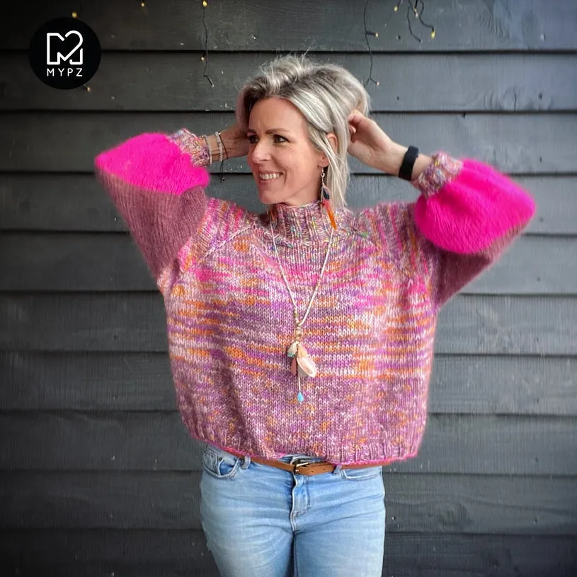 Knitting Kit – MYPZ Raglan top-down sweater Pinky Brown No6 (ENG-NL)