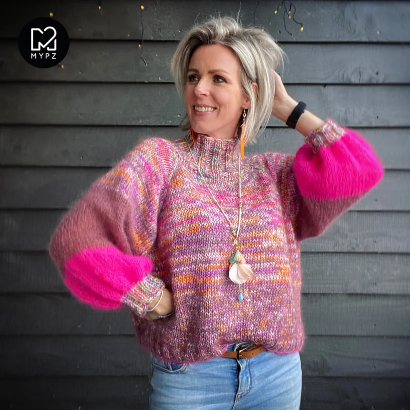 Knitting Kit – MYPZ Raglan top-down sweater Pinky Brown No6 (ENG-NL)