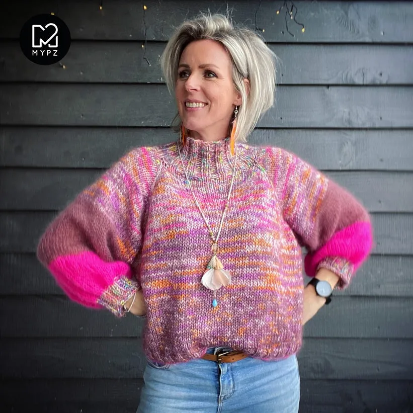 Knitting Kit – MYPZ Raglan top-down sweater Pinky Brown No6 (ENG-NL)