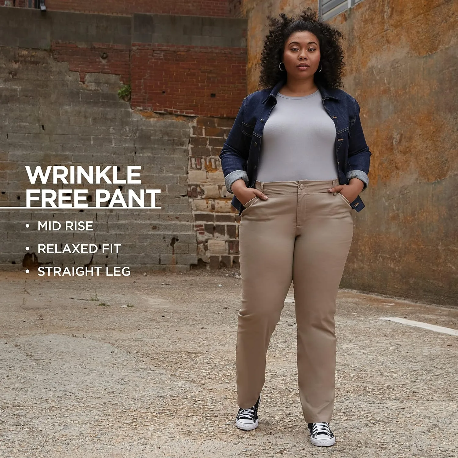 Lee Women's Plus Size Wrinkle Free Relaxed Fit Straight Leg Pant