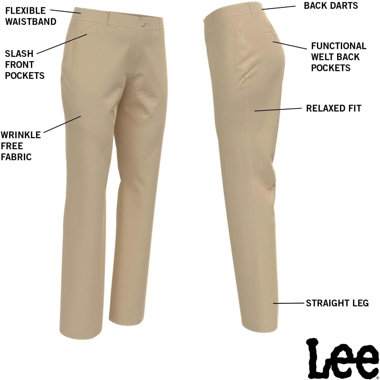 Lee Women's Plus Size Wrinkle Free Relaxed Fit Straight Leg Pant