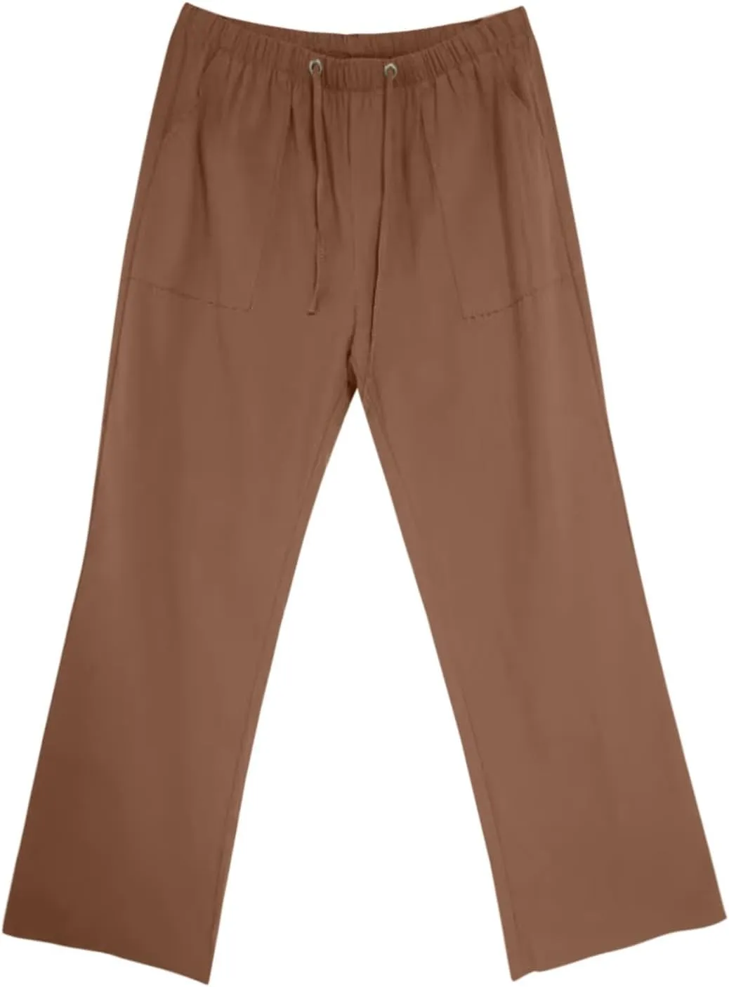Linen Pants Men Casual Elastic Waist Straight Leg Capri Pants Comfort Breathable Summer Beach Wedding Cropped Trouser
