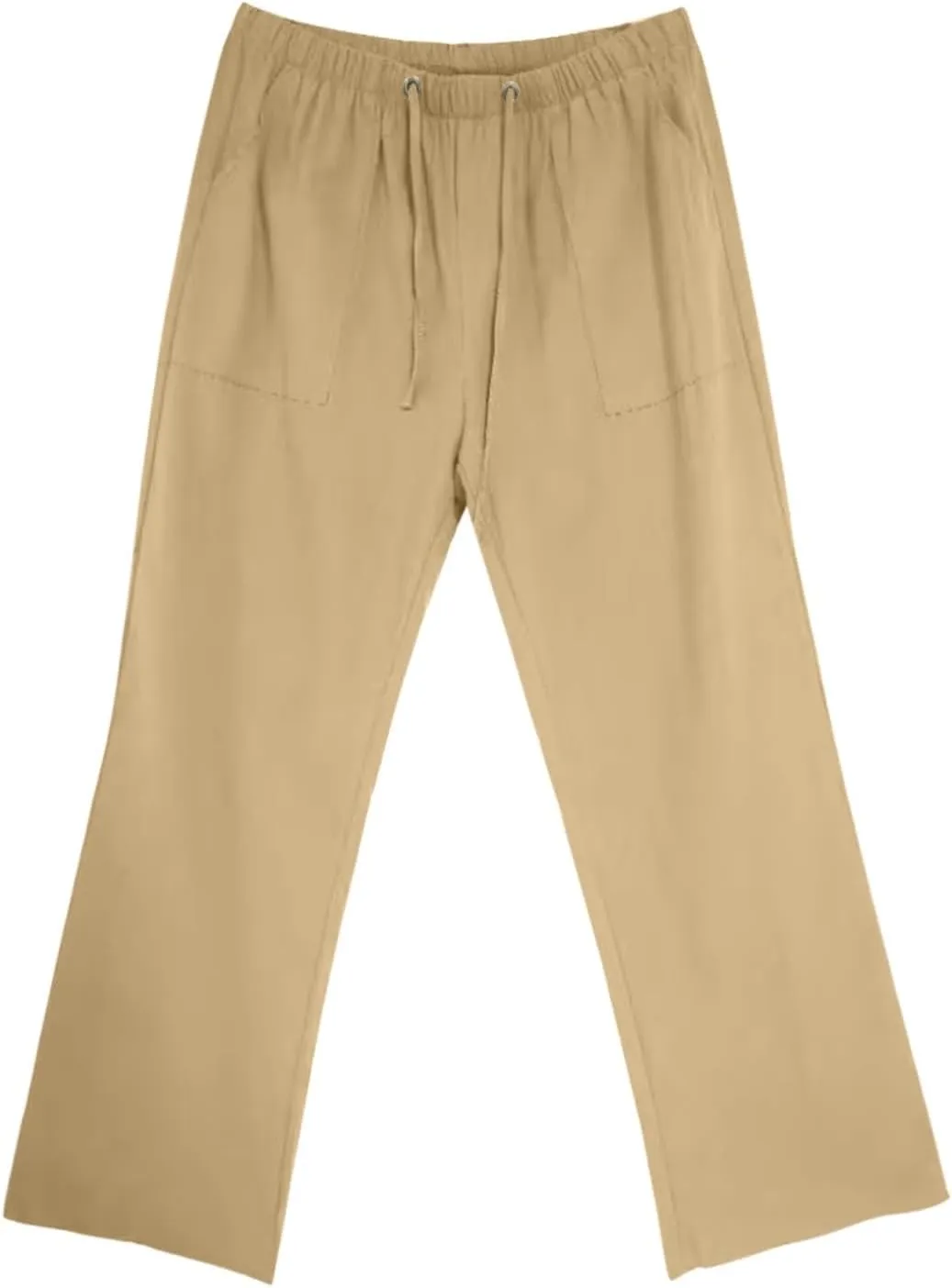 Linen Pants Men Casual Elastic Waist Straight Leg Capri Pants Comfort Breathable Summer Beach Wedding Cropped Trouser