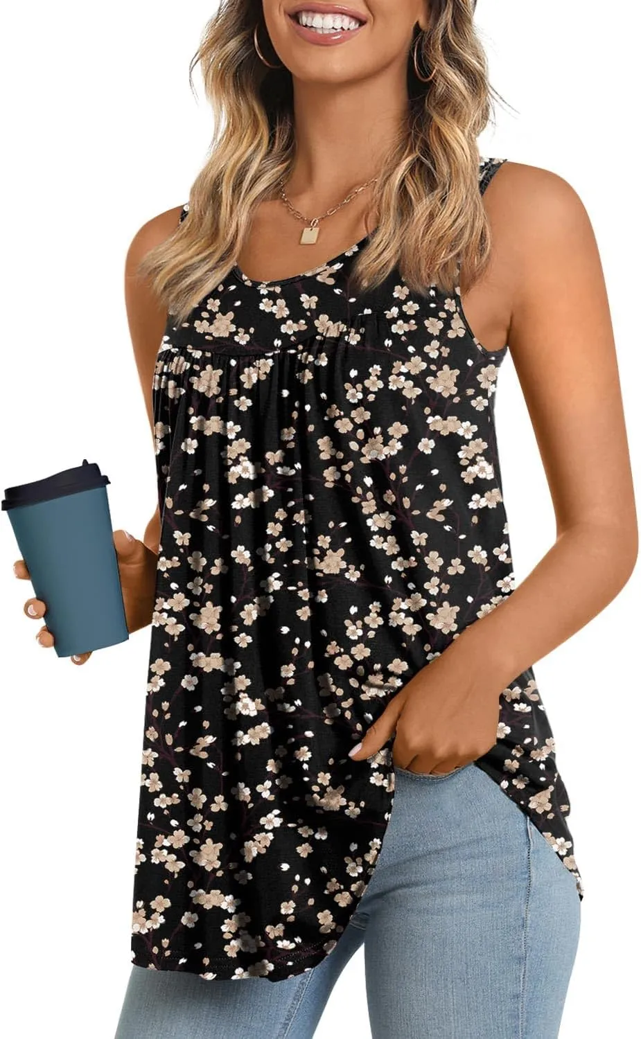 LONGYUAN Women's Tank Tops 2025 Summer Tunics Casual Sleeveless Shirts Ladies Loose Fit Blouses S-4XL