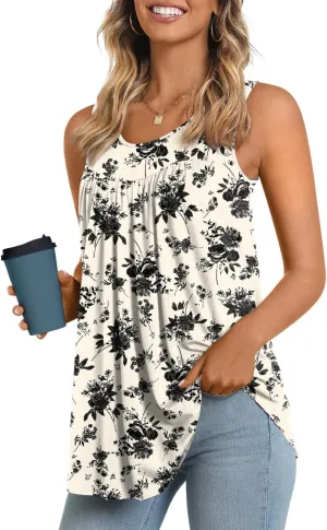 LONGYUAN Women's Tank Tops 2025 Summer Tunics Casual Sleeveless Shirts Ladies Loose Fit Blouses S-4XL