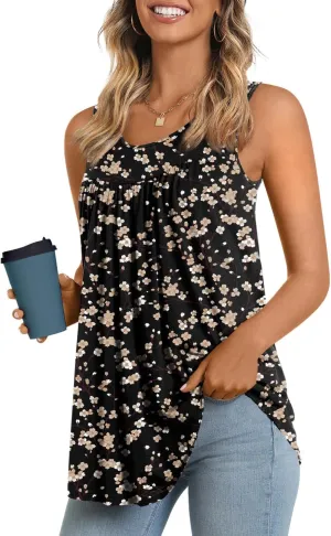 LONGYUAN Women's Tank Tops 2025 Summer Tunics Casual Sleeveless Shirts Ladies Loose Fit Blouses S-4XL
