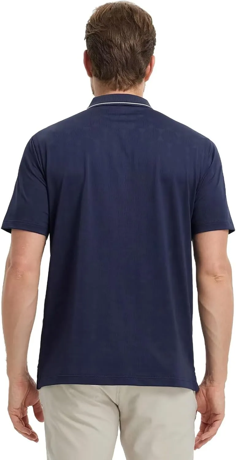 M MAELREG Mens Polo Shirts Short Sleeve Jacquard Performance Moisture Wicking Lightweight Casual Active Mens Golf Shirt
