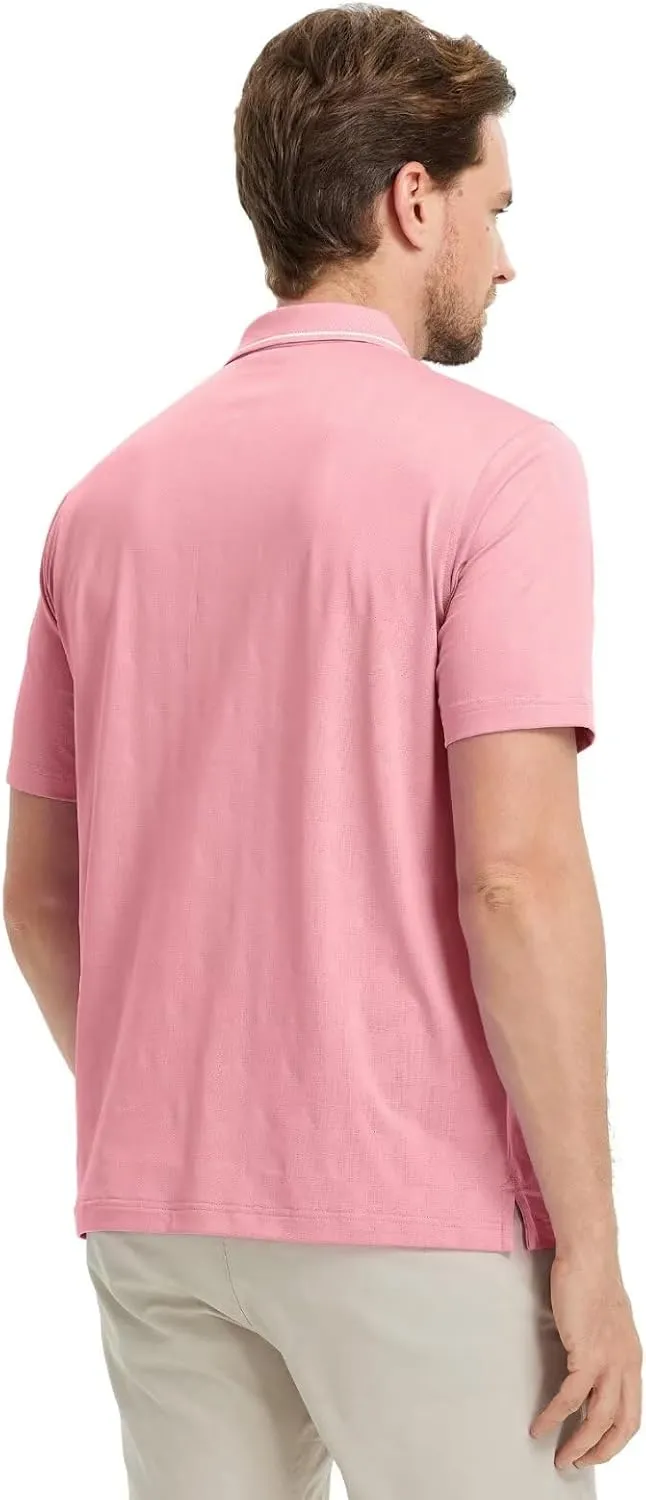 M MAELREG Mens Polo Shirts Short Sleeve Jacquard Performance Moisture Wicking Lightweight Casual Active Mens Golf Shirt