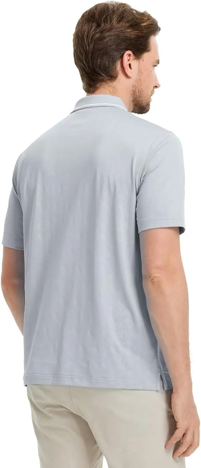 M MAELREG Mens Polo Shirts Short Sleeve Jacquard Performance Moisture Wicking Lightweight Casual Active Mens Golf Shirt