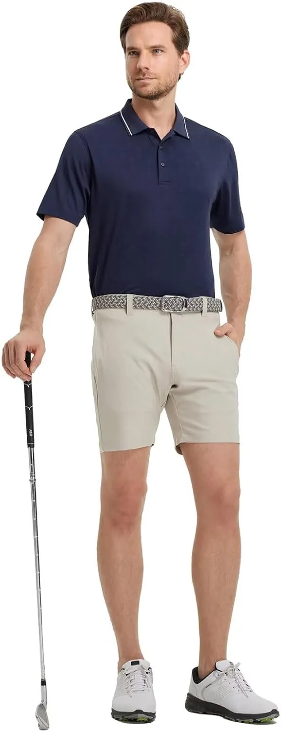 M MAELREG Mens Polo Shirts Short Sleeve Jacquard Performance Moisture Wicking Lightweight Casual Active Mens Golf Shirt