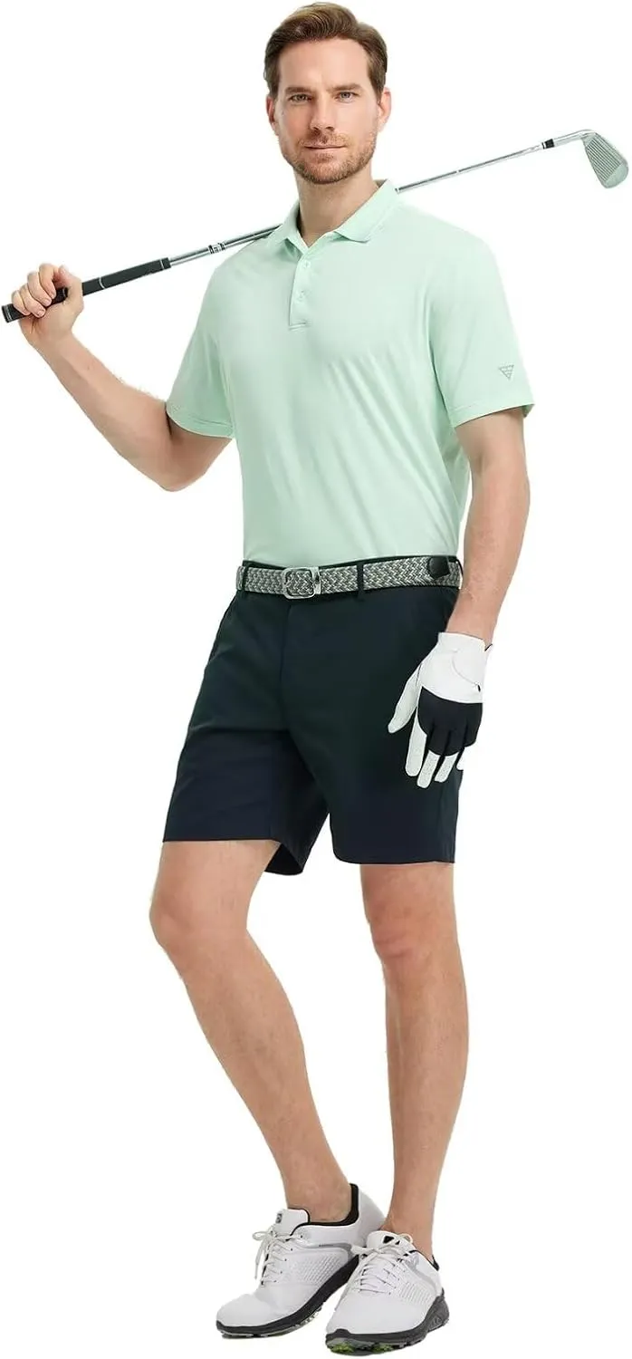 M MAELREG Mens Polo Shirts Short Sleeve Jacquard Performance Moisture Wicking Lightweight Casual Active Mens Golf Shirt