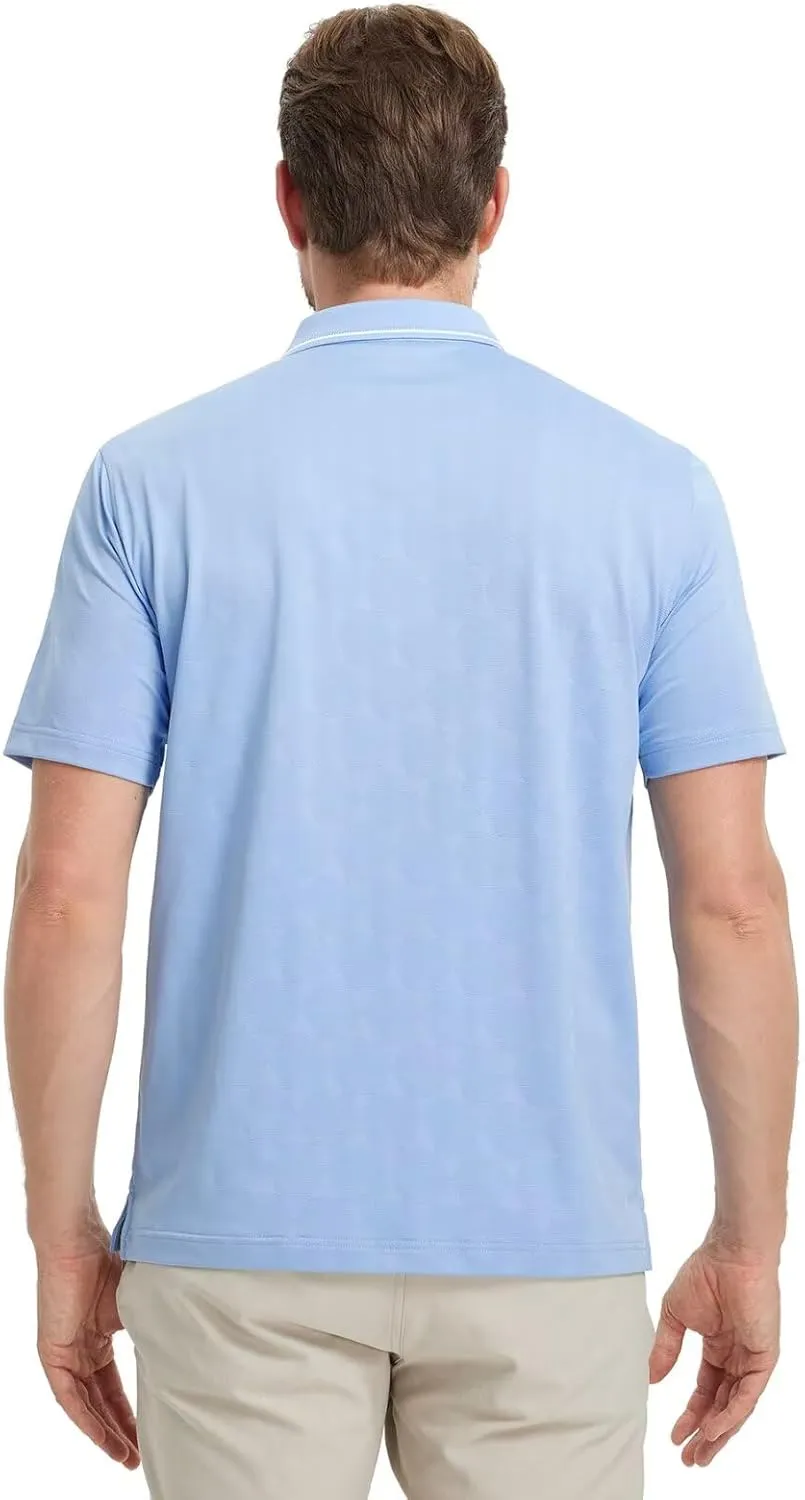 M MAELREG Mens Polo Shirts Short Sleeve Jacquard Performance Moisture Wicking Lightweight Casual Active Mens Golf Shirt