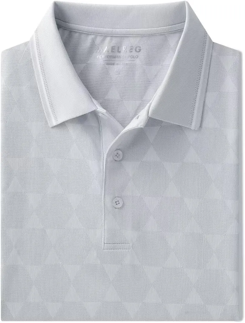 M MAELREG Mens Polo Shirts Short Sleeve Jacquard Performance Moisture Wicking Lightweight Casual Active Mens Golf Shirt