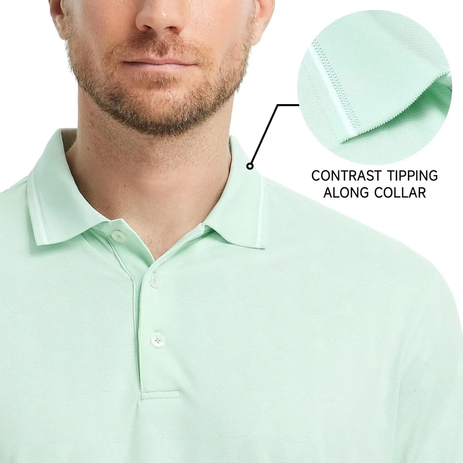 M MAELREG Mens Polo Shirts Short Sleeve Jacquard Performance Moisture Wicking Lightweight Casual Active Mens Golf Shirt