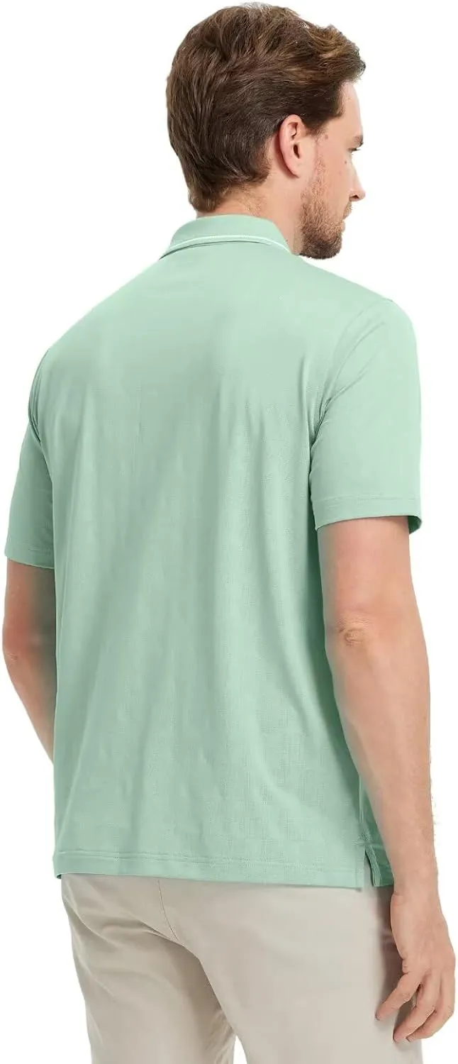 M MAELREG Mens Polo Shirts Short Sleeve Jacquard Performance Moisture Wicking Lightweight Casual Active Mens Golf Shirt