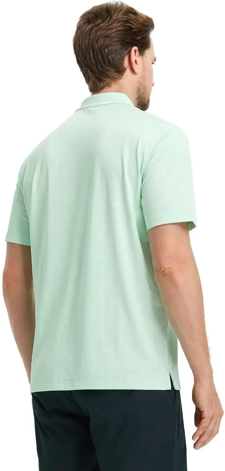 M MAELREG Mens Polo Shirts Short Sleeve Jacquard Performance Moisture Wicking Lightweight Casual Active Mens Golf Shirt