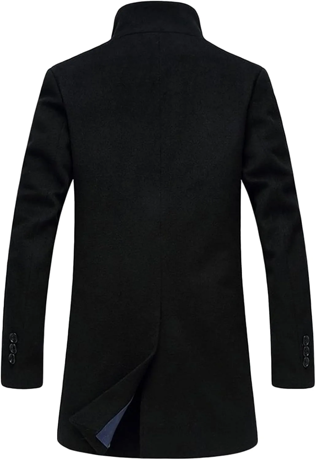 Maiyifu-GJ Mens Casual Mid-Length Trench Coat Single Breasted Slim Business Pea Coats Winter Long Wool Blend Overcoat Jacket