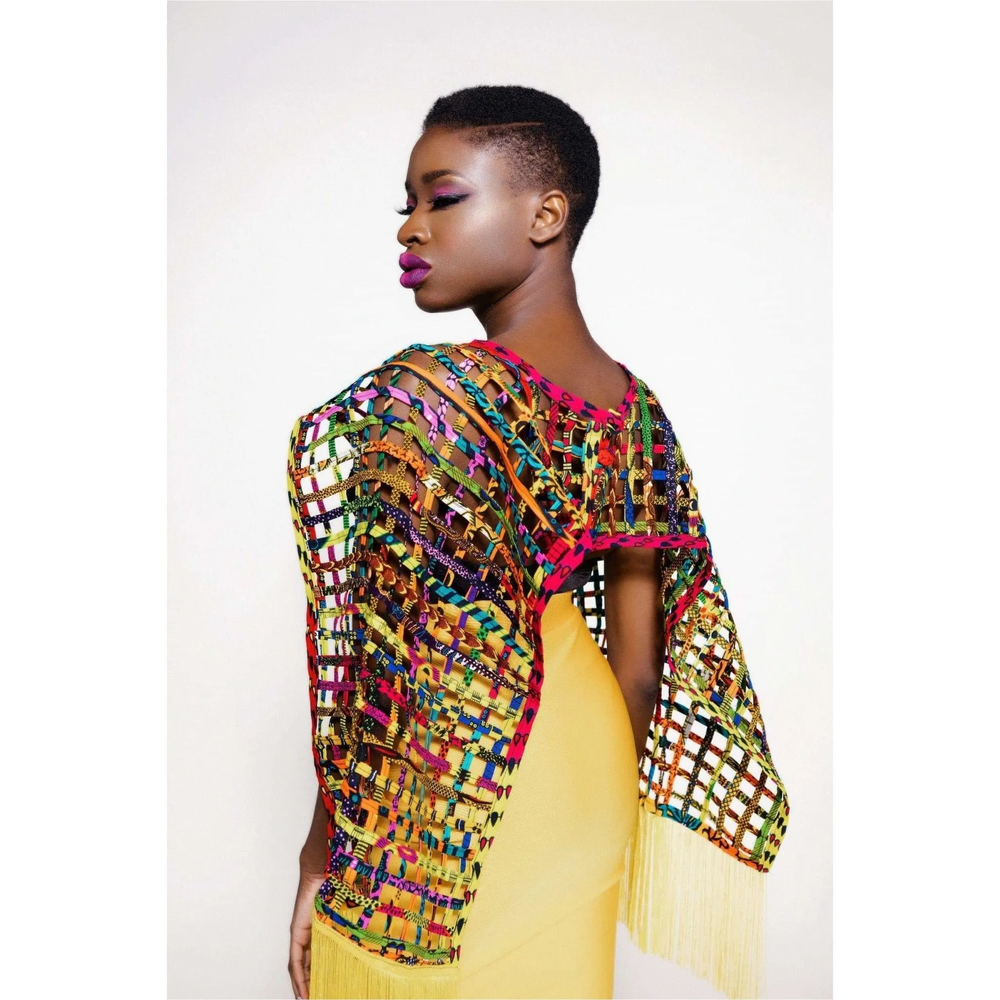 Mebolife laced Ankara convertible Cape/Top/ Scarf