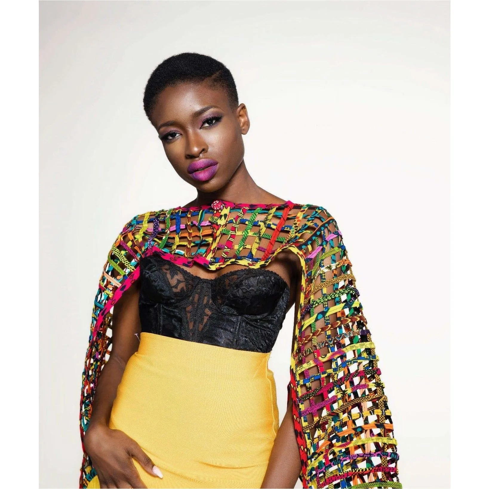 Mebolife laced Ankara convertible Cape/Top/ Scarf