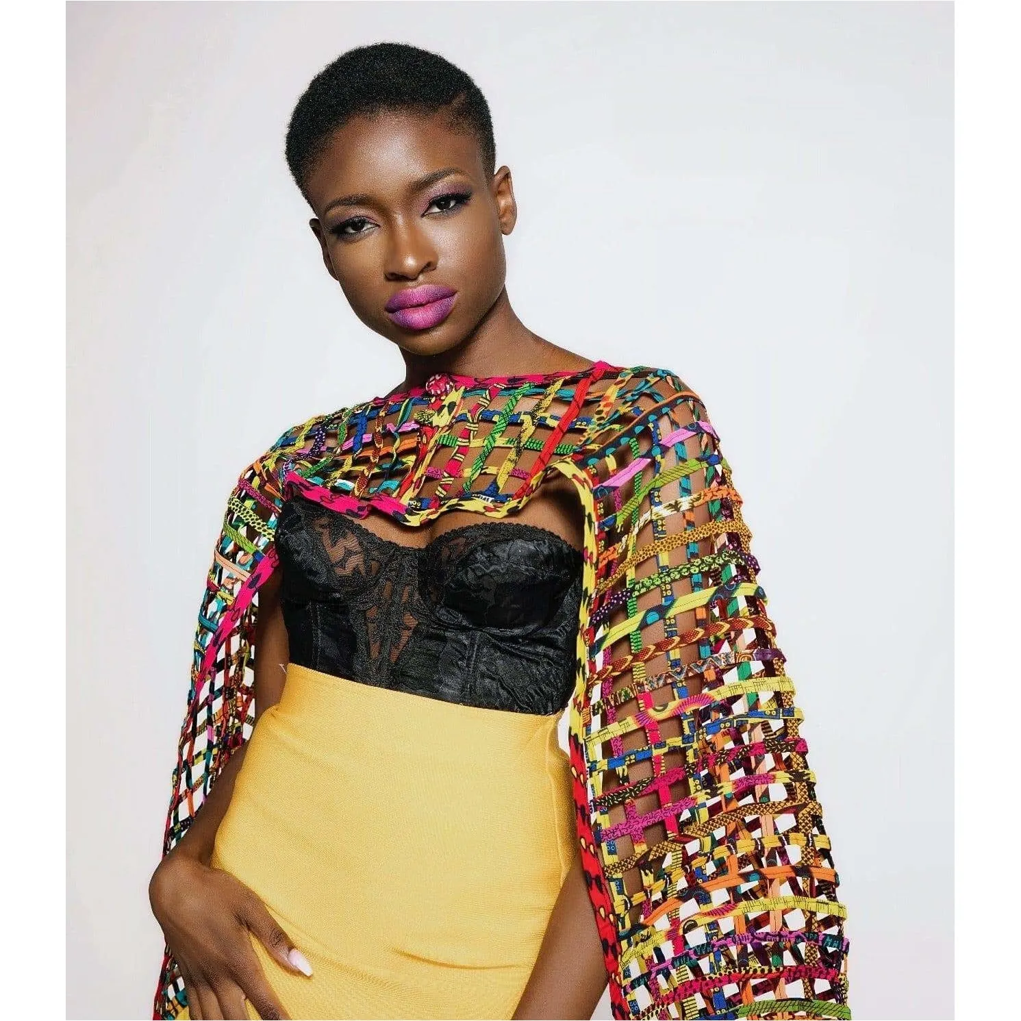 Mebolife laced Ankara convertible Cape/Top/ Scarf