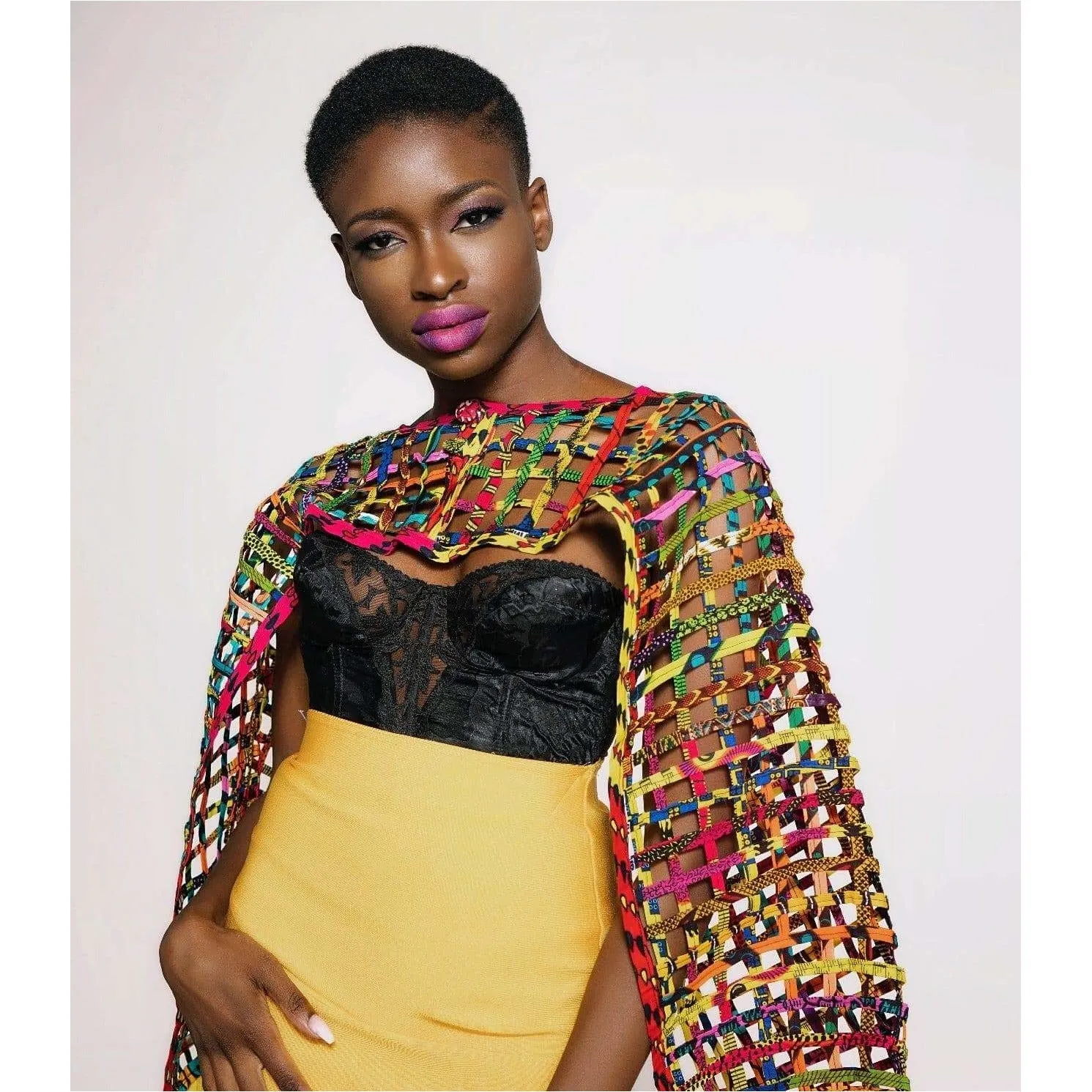 Mebolife laced Ankara convertible Cape/Top/ Scarf