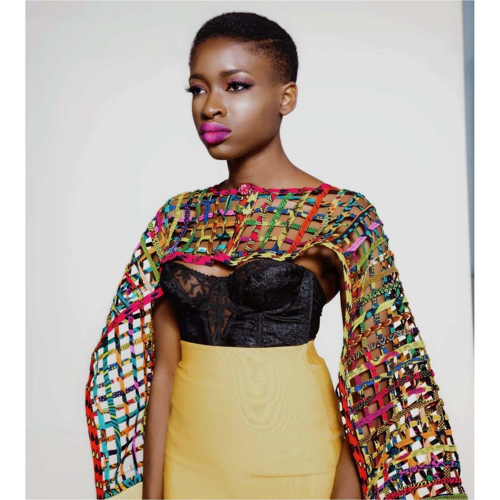 Mebolife laced Ankara convertible Cape/Top/ Scarf