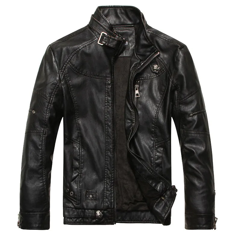 Men Stylish Long Sleeve Leather Jacket - C3522UJK