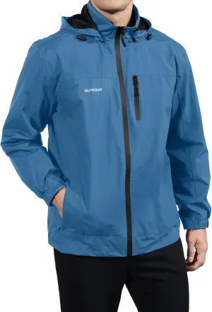 Men's Classic Windbreaker Jacket Lightweight All-Sport Waterproof Hiking Coat Detachable Hooded Windbreakers for Men