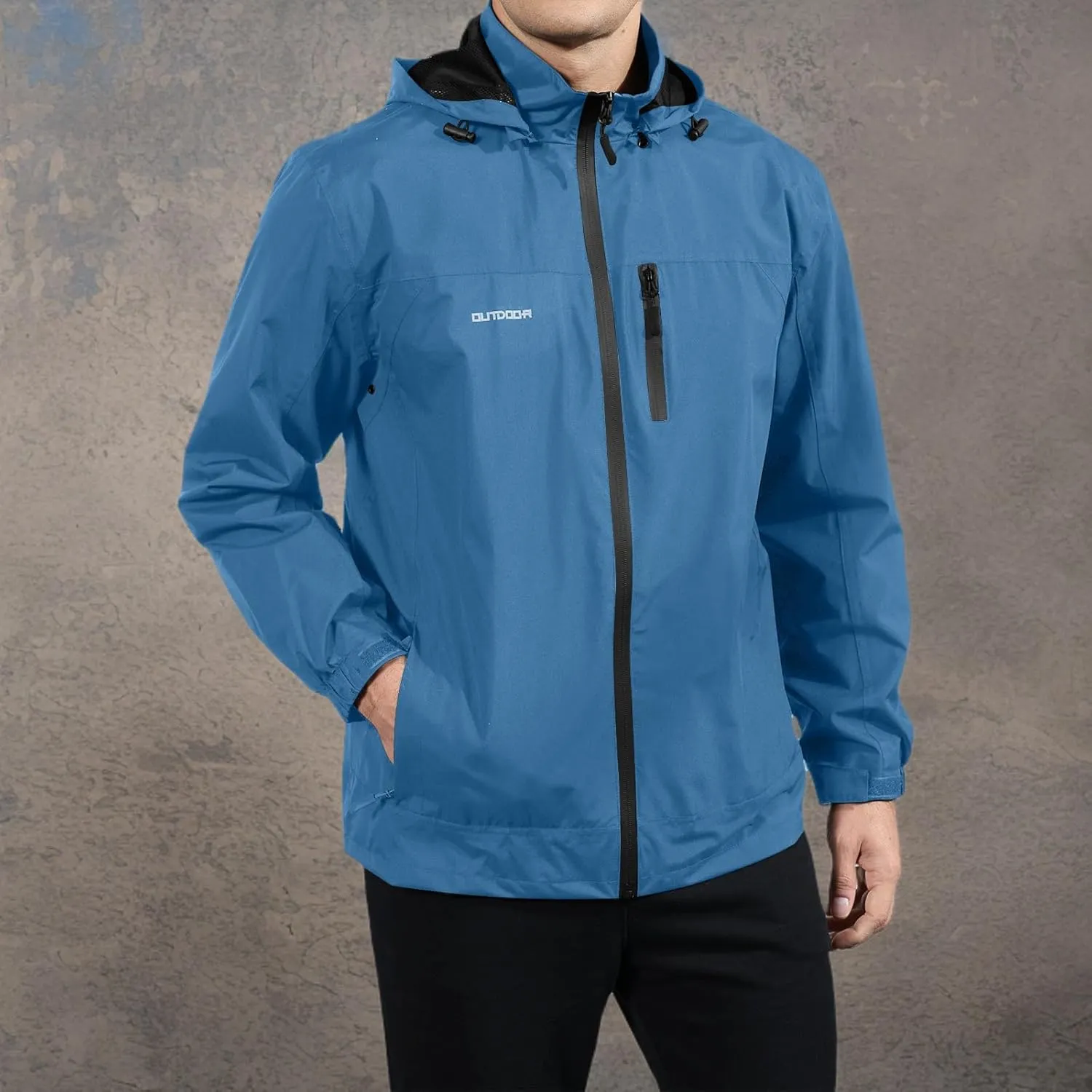 Men's Classic Windbreaker Jacket Lightweight All-Sport Waterproof Hiking Coat Detachable Hooded Windbreakers for Men