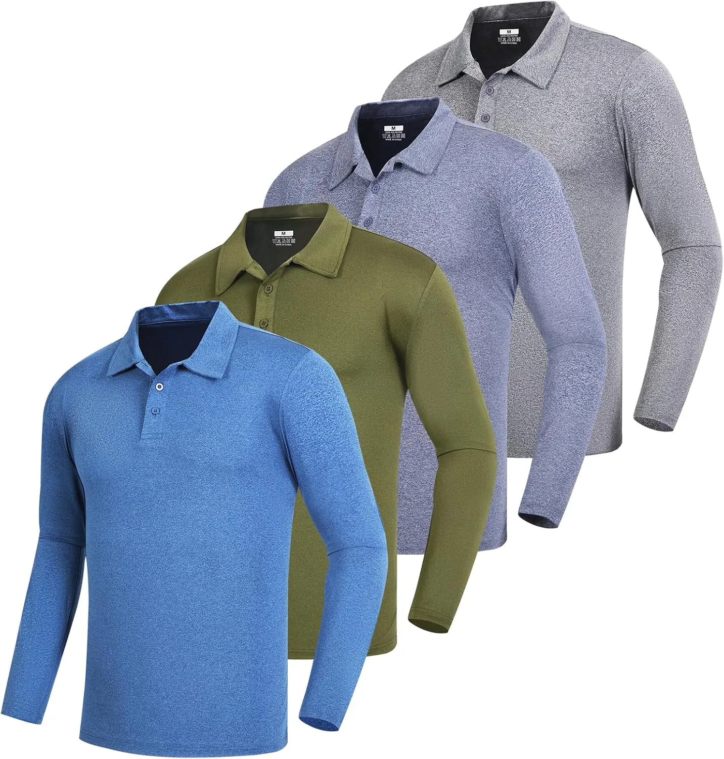 Men's Golf Polo Shirts,1 Pack/4 Pack Long Sleeve Quick Dry Athletic Casual Performance Collar Shirts for Men
