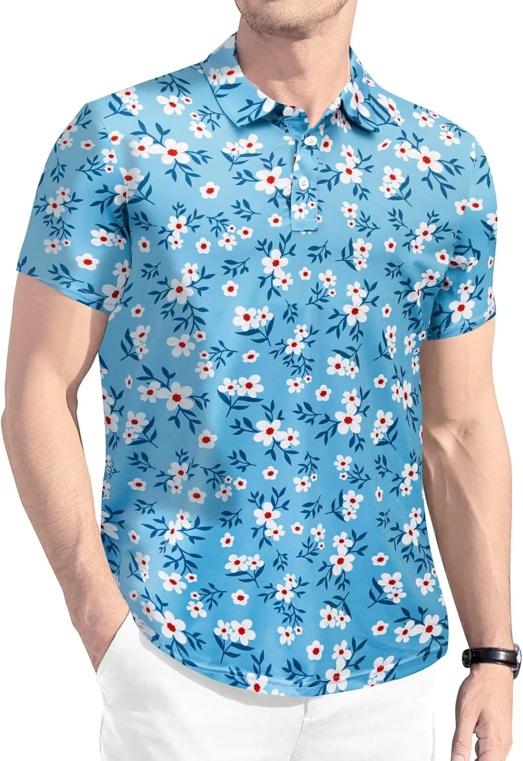 Men's Golf Shirts-Moisture Wicking Dry Fit Performance Recycled Polo Short Sleeve for Bussiness Casual Tennis