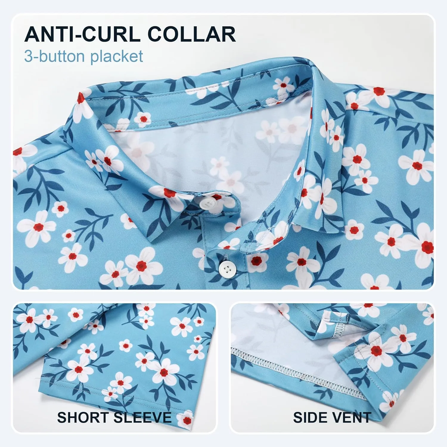 Men's Golf Shirts-Moisture Wicking Dry Fit Performance Recycled Polo Short Sleeve for Bussiness Casual Tennis