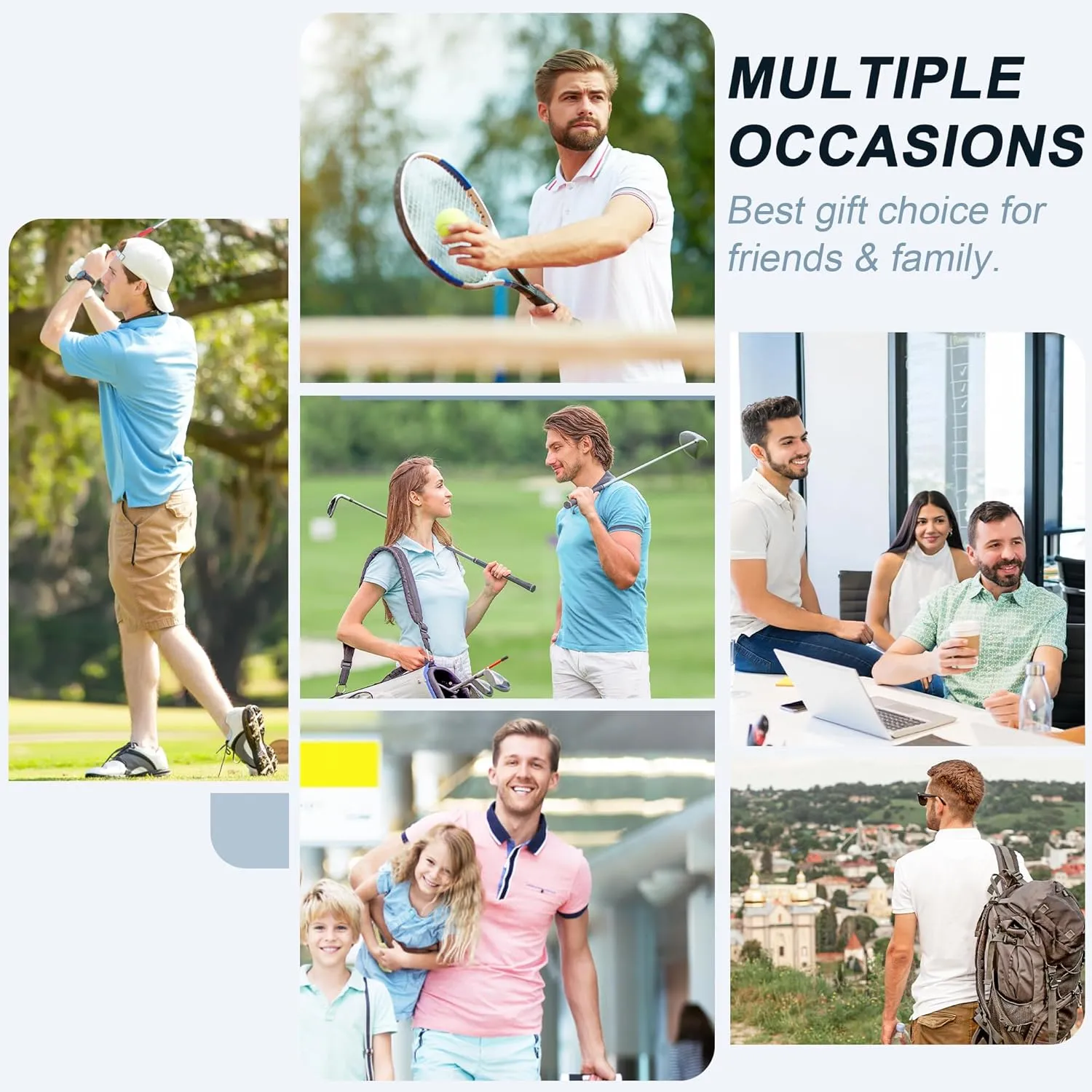Men's Golf Shirts-Moisture Wicking Dry Fit Performance Recycled Polo Short Sleeve for Bussiness Casual Tennis