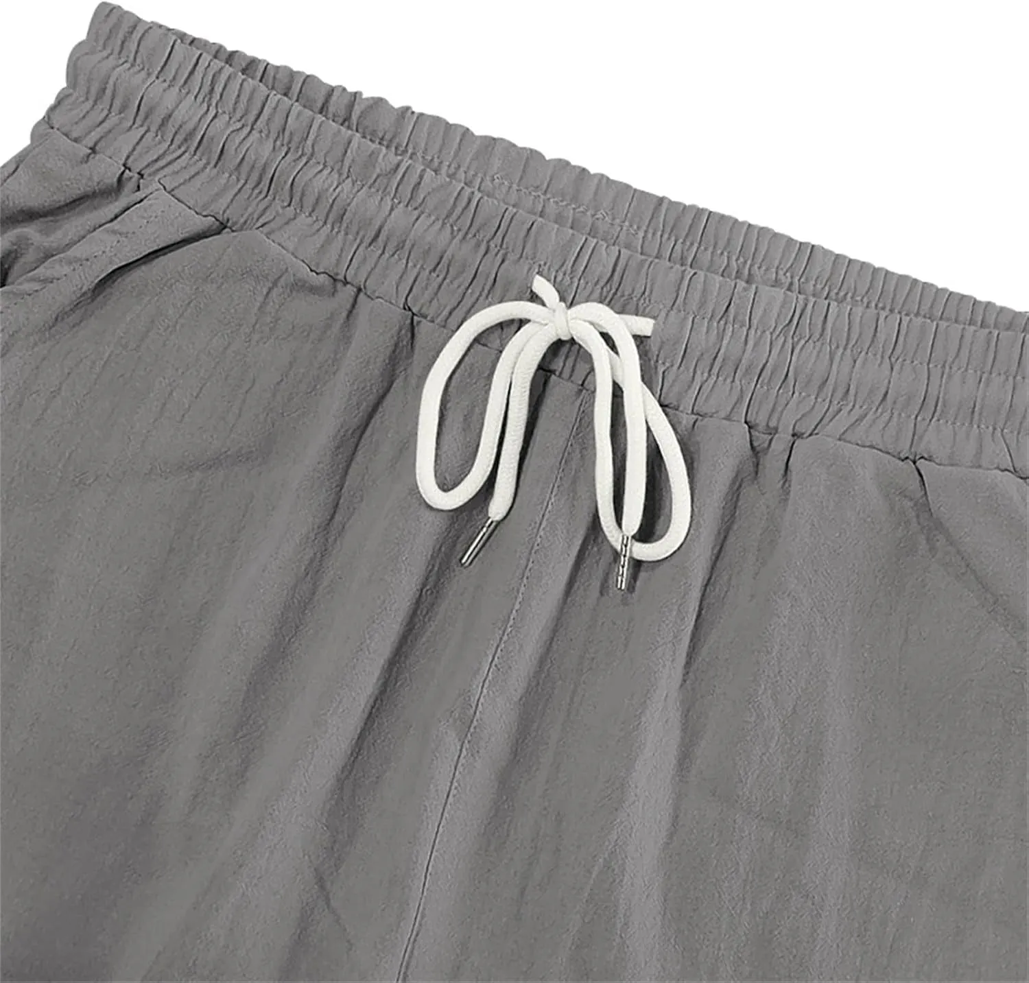 Mens Linen Pants Slim Fit Casual Drawstring Summer Beach Pants Lightweight Breathable Flat Front Trouser with Pockets