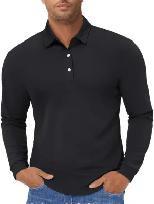 Men's Long Sleeve Polo Shirts Quick Dry Breathable Sports Casual T-Shirts Summer Work Pullover Tops