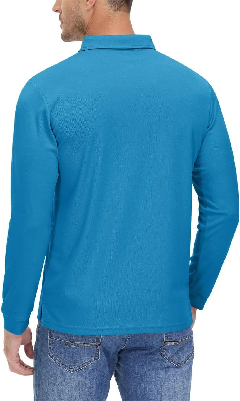 Men's Long Sleeve Polo Shirts Quick Dry Breathable Sports Casual T-Shirts Summer Work Pullover Tops