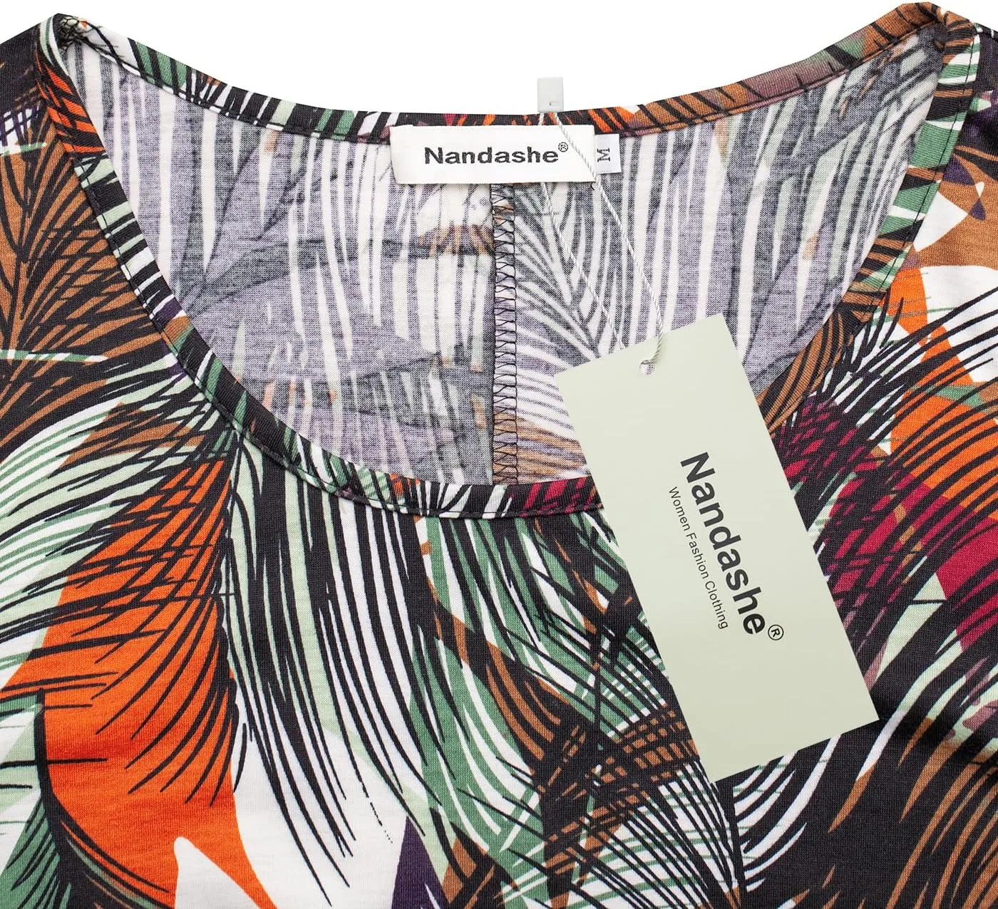 Nandashe Womens 3/4 Sleeves Floral Tunic Shirts Summer Casual Dressy Blouse Tops