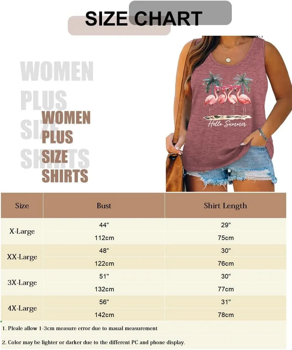 Plus Size Tank Top for Women Sun Salt Sea Letter Graphic Printed Sleeveless Loose Casual Tunics Shirts