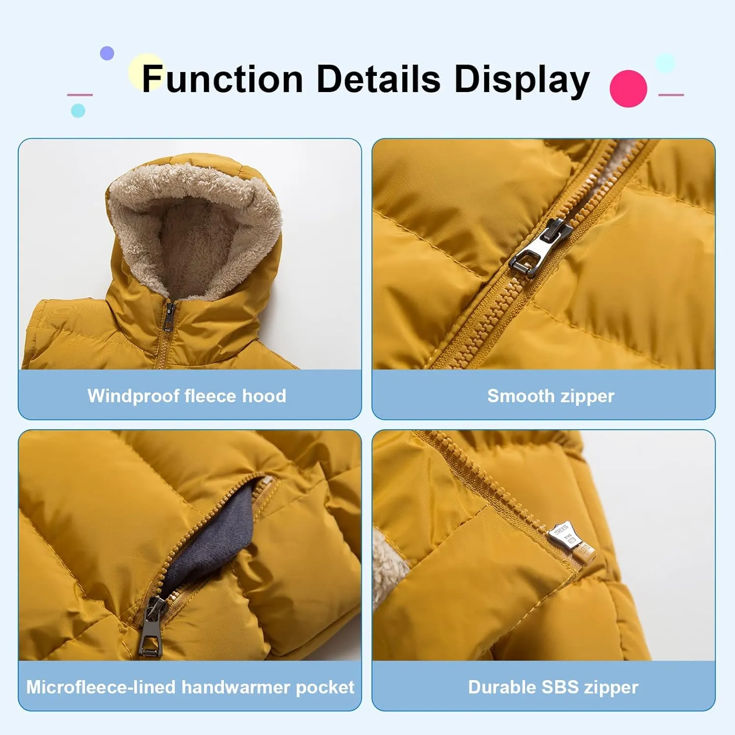 Pursky Girl's and Boy's Hooded Warm Puffer Vest Outerwear Soft Flannel Lined Insulation Waistcoat