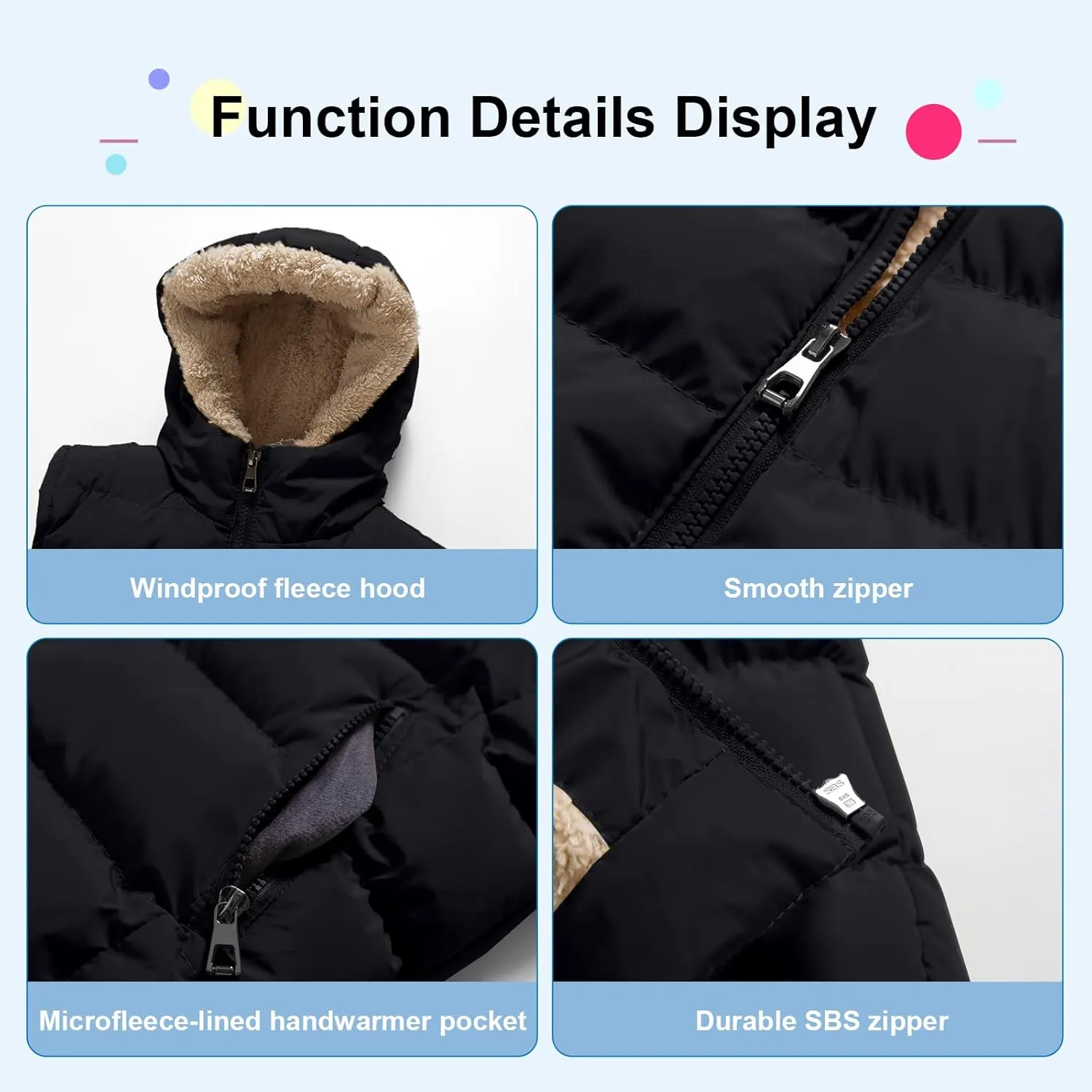 Pursky Girl's and Boy's Hooded Warm Puffer Vest Outerwear Soft Flannel Lined Insulation Waistcoat