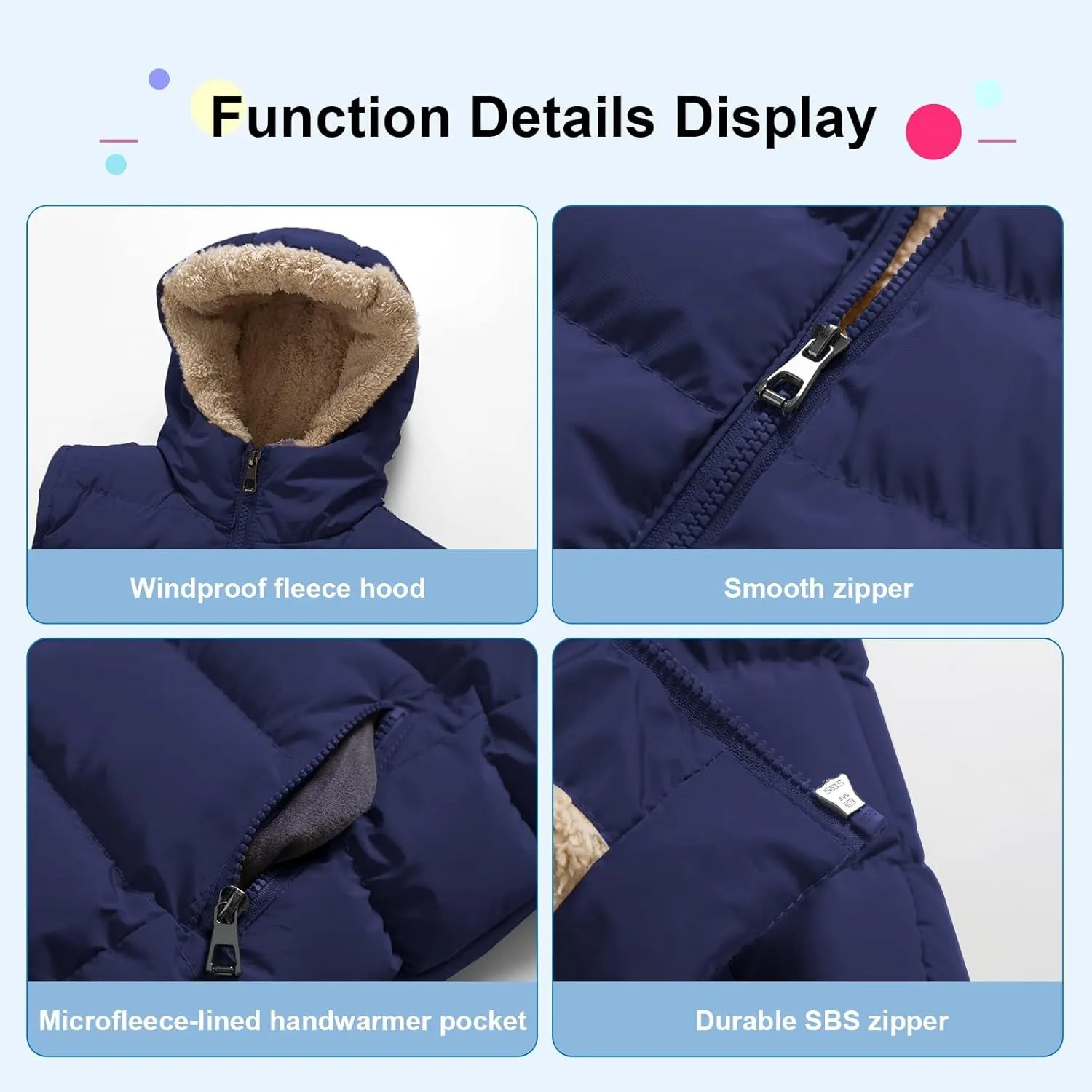 Pursky Girl's and Boy's Hooded Warm Puffer Vest Outerwear Soft Flannel Lined Insulation Waistcoat